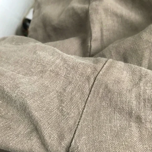 Linen Green and Brown Wide Leg Pants - Picture 8 of 16